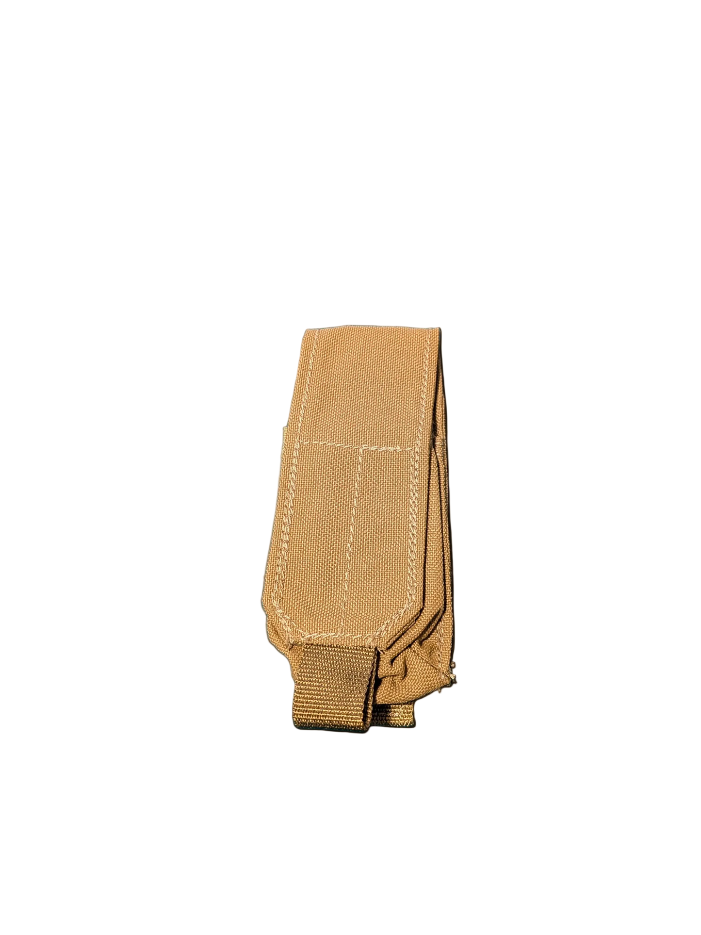 Tan tactical pouch on a black background